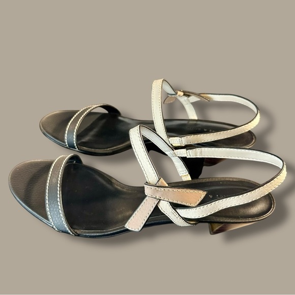 NWOT Charles & Keith Black & White Colorblock Bow-Detail Wooden Cone Heels Sz 11 - Picture 10 of 16